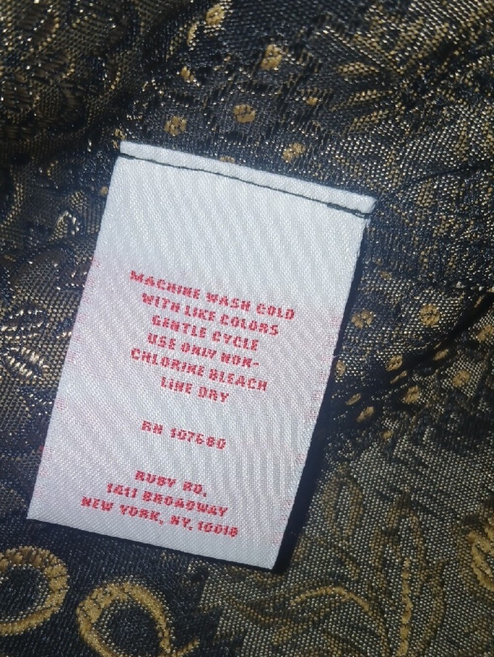 Ruby Rd. Black and Gold Patterned Jean Jacket - Picture 8 of 9